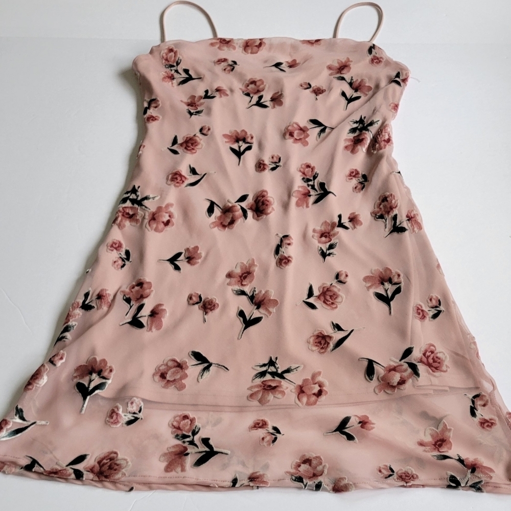 Floral Mesh Burnout Velvet Mini Dress - Picture 3 of 10